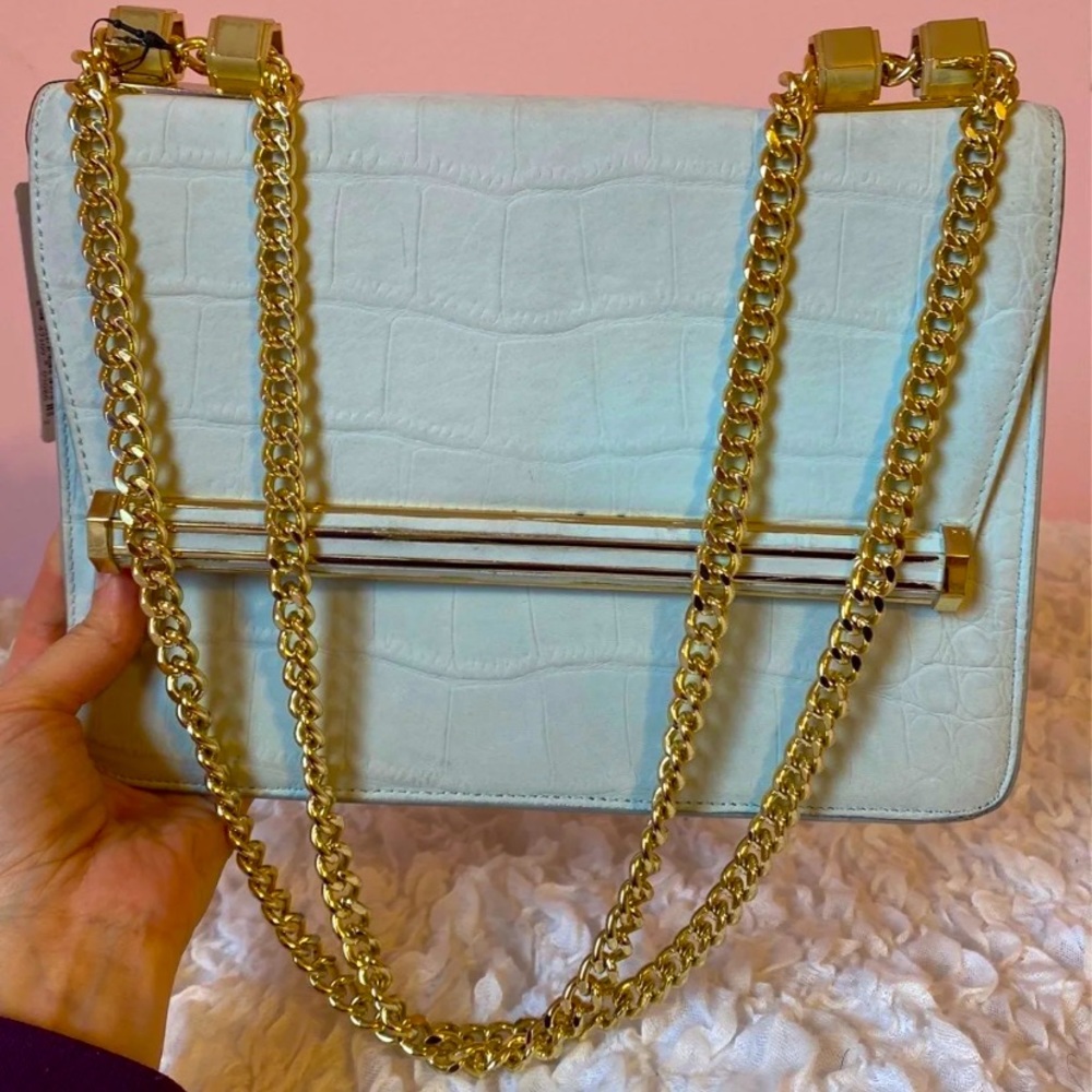 Ivanka Trump Croc Embossed Chain Shoulder Bag